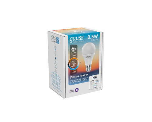 Лампа светодиодная диммируемая Gauss Smart Home E27 8,5W 2700-6500K матовая 1130112