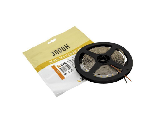 Светодиодная лента SWG 8,6W/m 84LED/m 2835SMD теплый белый 5M 005850 Светодиодная лента SWG 8,6W/m 84LED/m 2835SMD теплый белый 5M 005850