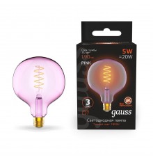 Лампа светодиодная диммируемая филаментная Gauss E27 5W 1800K розовая 1011802105