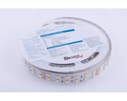 Светодиодная влагозащищенная лента DesignLed 28,8W/m 120LED/m 5050SMD разноцветный/теплый белый 5M 001134