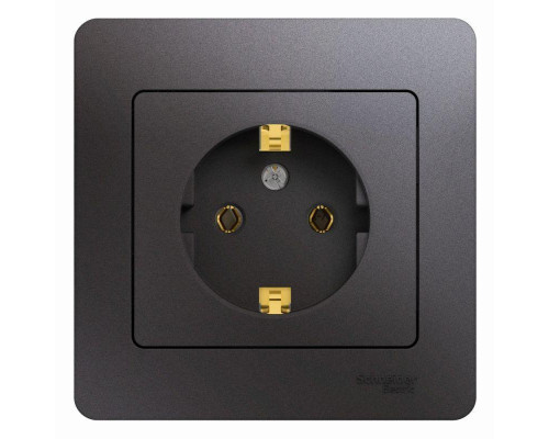 Розетка 2К+З Systeme Electric Glossa 16A 250V графит GSL001342