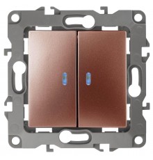 Выключатель двухклавишный с подсветкой ЭРА 12 10AX 250V 12-1105-14 Б0019293