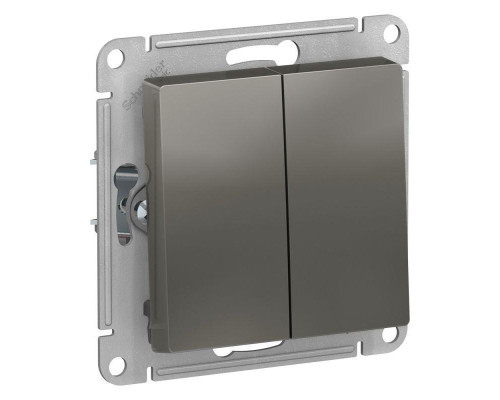 Выключатель двухклавишный Systeme Electric AtlasDesign 10A 250V сталь ATN000951 Выключатель двухклавишный Systeme Electric AtlasDesign 10A 250V сталь ATN000951