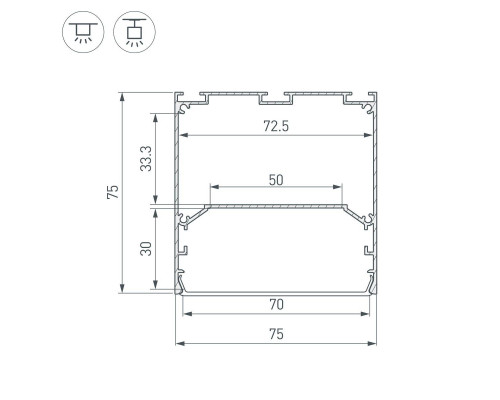 Профиль Arlight Line-S-7575-3000 Anod 041854 Профиль Arlight Line-S-7575-3000 Anod 041854