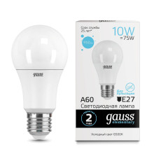 Лампа светодиодная Gauss E27 10W 6500K матовая 23230