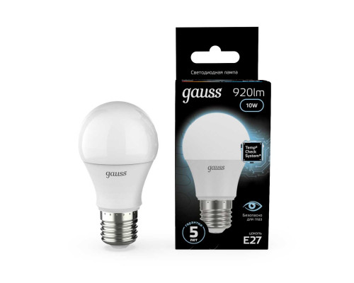 Лампа светодиодная Gauss LED A60 E27 10W 4100K матовая 102502210 Лампа светодиодная Gauss LED A60 E27 10W 4100K матовая 102502210