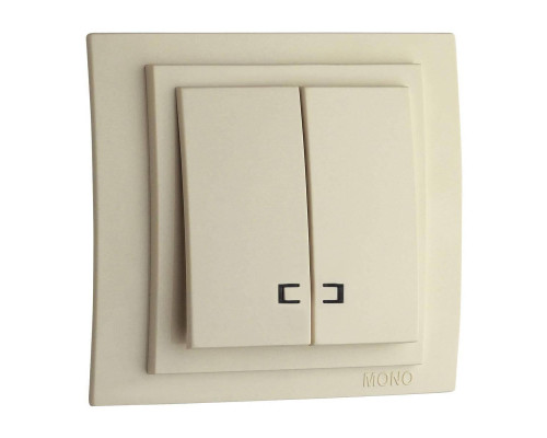 Выключатель Mono Electric Larissa двухклавишный с подсветкой крем 103-171725-103 Выключатель Mono Electric Larissa двухклавишный с подсветкой крем 103-171725-103
