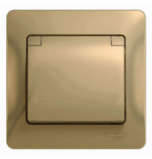 Розетка 2К+З Systeme Electric Glossa 16A 250V со шторками и крышкой титан GSL000446