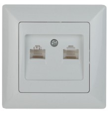 Розетка компьютерная 2xRJ45 ЭРА Intro Solo белый 4-304-01 Б0043389