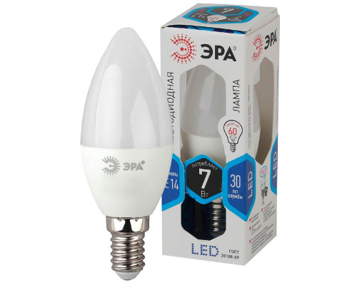 Лампа светодиодная ЭРА E14 7W 4000K матовая LED B35-7W-840-E14 Б0020539 Лампа светодиодная ЭРА E14 7W 4000K матовая LED B35-7W-840-E14 Б0020539