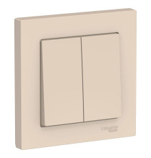 Выключатель двухклавишный Systeme Electric AtlasDesign 10A 250V бежевый ATN000252