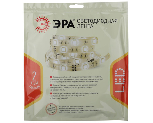 Светодиодная влагозащищенная лента ЭРА 4,8W/m 60LED/m 2835SMD теплый белый 5M LS2835-4,8-60-24-65-3000К-5m Б0043110 Светодиодная влагозащищенная лента ЭРА 4,8W/m 60LED/m 2835SMD теплый белый 5M LS2835-4,8-60-24-65-3000К-5m Б0043110