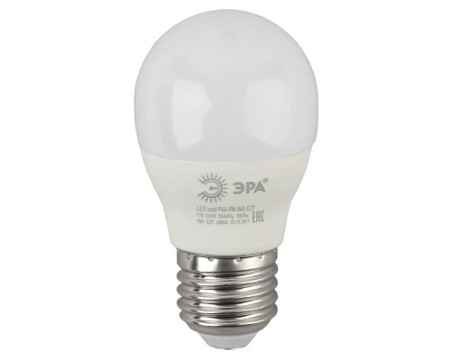 Лампа светодиодная ЭРА E27 9W 6000K матовая LED P45-9W-860-E27 Б0031412 Лампа светодиодная ЭРА E27 9W 6000K матовая LED P45-9W-860-E27 Б0031412