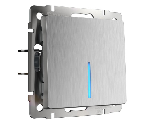 Выключатель одноклавишный проходной с подсветкой Werkel cеребряный рифленый W1112109 4690389158919 Выключатель одноклавишный проходной с подсветкой Werkel cеребряный рифленый W1112109 4690389158919