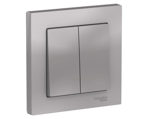 Выключатель двухклавишный Systeme Electric AtlasDesign 10A 250V алюминий ATN000352