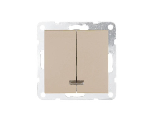 Выключатель двухклавишный LK Studio LK80 c подсветкой шампань 841206-1 Выключатель двухклавишный LK Studio LK80 c подсветкой шампань 841206-1