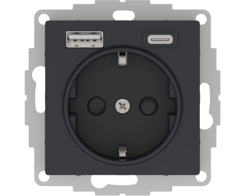 Розетка 2К+З/2хUSB Systeme Electric AtlasDesign 16A 250V Type A+С карбон ATN001032 Розетка 2К+З/2хUSB Systeme Electric AtlasDesign 16A 250V Type A+С карбон ATN001032