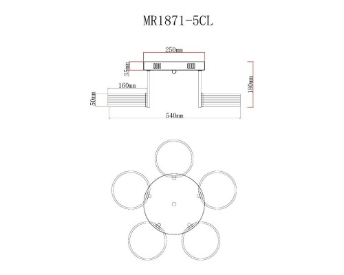 Потолочная светодиодная люстра MyFar Vinsent MR1871-5CL