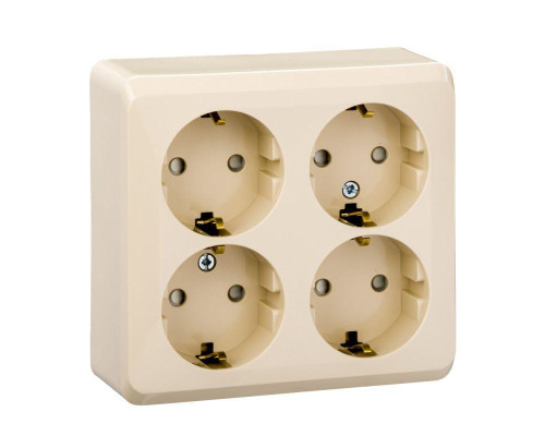 Розетка четырехместная 2К+З Systeme Electric Этюд 16A 250V со шторками кремовая PA16-208K Розетка четырехместная 2К+З Systeme Electric Этюд 16A 250V со шторками кремовая PA16-208K