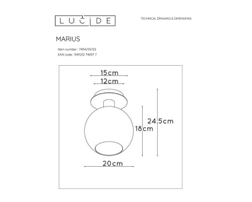 Потолочный светильник Lucide Marius 74114/01/02 Потолочный светильник Lucide Marius 74114/01/02