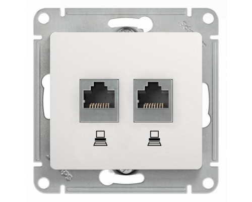 Розетка компьютерная двойная RJ45 Systeme Electric Glossa 5e кат UTP белая GSL000185KK