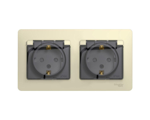 Розетка двойная 2К+З Systeme Electric Glossa 16A 250V со шторками бежевая GSL000247 Розетка двойная 2К+З Systeme Electric Glossa 16A 250V со шторками бежевая GSL000247