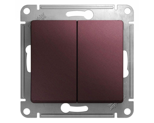 Выключатель двухклавишный Systeme Electric Glossa 10A 250V баклажановый GSL001151 Выключатель двухклавишный Systeme Electric Glossa 10A 250V баклажановый GSL001151