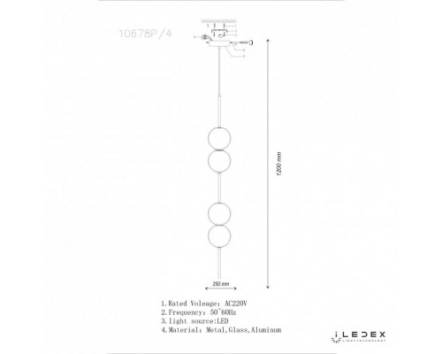 Подвесной светодиодный светильник iLedex Omega 10678P/4-20W-3000K BK-WH