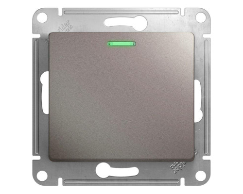 Выключатель одноклавишный Systeme Electric Glossa 10A 250V с подсветкой платина GSL001213 Выключатель одноклавишный Systeme Electric Glossa 10A 250V с подсветкой платина GSL001213