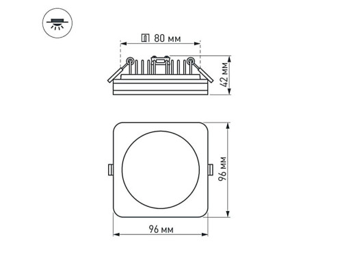 Встраиваемый светодиодный светильник Arlight LTD-96x96SOL-10W Warm White 3000K 017635 Встраиваемый светодиодный светильник Arlight LTD-96x96SOL-10W Warm White 3000K 017635