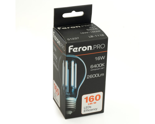 Лампа светодиодная Feron.PRO LB-1116 Шар E27 2560LM 16W 175-265V 2700K 51235