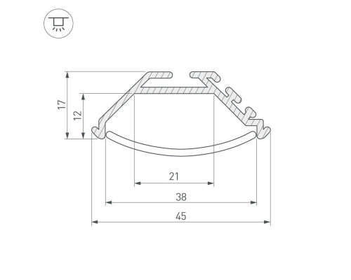 Профиль Arlight KLUS-P45-2000 ANOD 020898