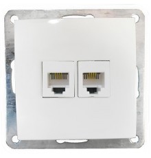 Розетка LK Studio телефонная двойная 2хRJ-11 с накладкой (белый) LK60 865604-1