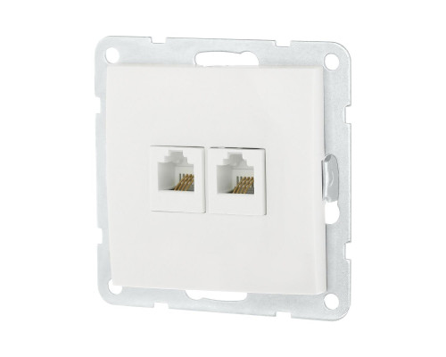 Розетка LK Studio компьютерная 2хRJ-45 кат. 5е с накладкой (белый) LK60 866204-1