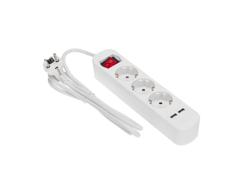 Удлинитель STANDARD 3 гнезда, 1,5м, 3х1,0мм?, с/з, с выключателем, 2 USB, белый REXANT 13-4015 Удлинитель STANDARD 3 гнезда, 1,5м, 3х1,0мм?, с/з, с выключателем, 2 USB, белый REXANT 13-4015