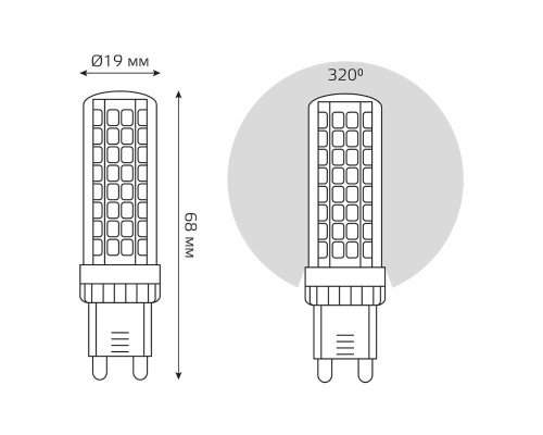 Лампа светодиодная Gauss G9 6,5W 4100К прозрачная 107309206