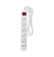 Удлинитель STANDARD 5 гнезд, 1,5м, 3х1,0мм?, с/з, с выключателем, 2 USB, белый REXANT 13-4034