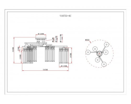 Потолочная люстра Moderli Everly V10753-6C