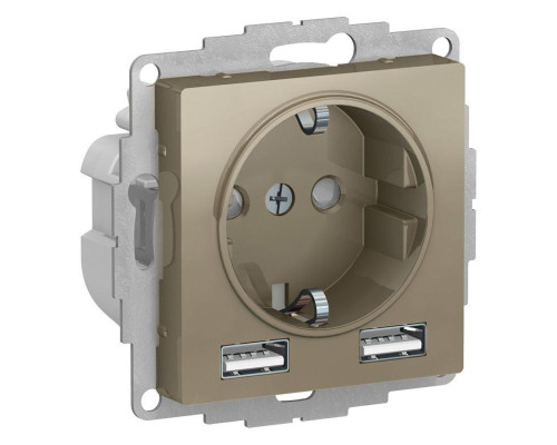 Розетка 2К+3/2хUSB Systeme Electric AtlasDesign 16A 250V Type A+A шампань ATN000530 Розетка 2К+3/2хUSB Systeme Electric AtlasDesign 16A 250V Type A+A шампань ATN000530