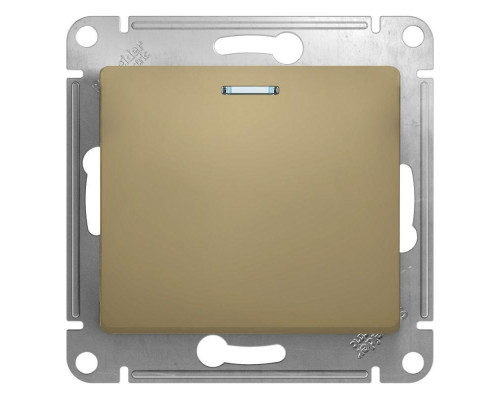 Выключатель одноклавишный Systeme Electric Glossa 10A 250V с подсветкой титан GSL000413 Выключатель одноклавишный Systeme Electric Glossa 10A 250V с подсветкой титан GSL000413