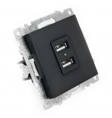 Розетка 2хUSB Stekker Катрин графит GLS10-7115-06 49422