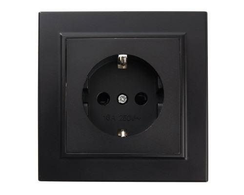 Розетка 2P+PE Stekker Эрна со шторками черный PST16-9010-03 39479 Розетка 2P+PE Stekker Эрна со шторками черный PST16-9010-03 39479