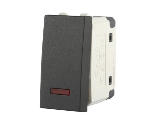 Переключатель LK Studio с двух мест, с индикатором 45х22,5мм (схема 6L) 16 A, 250 B (черный бархат) LK45 850408-1
