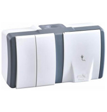 Розетка 2-я Mono Electric Octans IP54 16A 250V бело-серый 154-020001-181