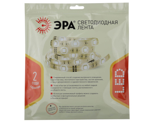 Светодиодная влагозащищенная лента ЭРА 14,4W/m 120LED/m 2835SMD белый 5M LS2835-14,4-120-24-65-4000К-5m Б0043101 Светодиодная влагозащищенная лента ЭРА 14,4W/m 120LED/m 2835SMD белый 5M LS2835-14,4-120-24-65-4000К-5m Б0043101
