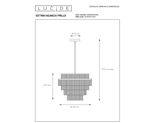 Подвесной светильник Lucide Extravaganza Frills 03442/42/02 Подвесной светильник Lucide Extravaganza Frills 03442/42/02