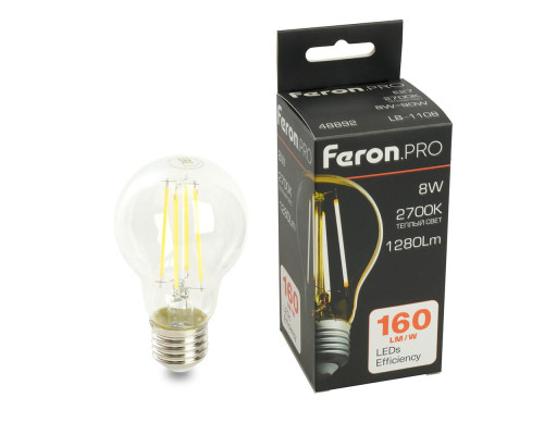 Лампа светодиодная Feron.PRO LB-1108 Шар E27 1280LM 8W 175-265V 2700K 48892