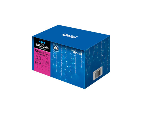 Уличная светодиодная гирлянда Uniel бахрома 230V синий ULD-B3010-200/TWK Blue IP67 UL-00002330