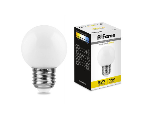 Лампа светодиодная Feron E27 1W 2700K матовая LB-37 25878 Лампа светодиодная Feron E27 1W 2700K матовая LB-37 25878
