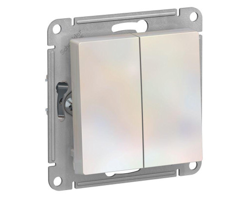 Переключатель двухклавишный проходной Systeme Electric AtlasDesign 10A 250V жемчужный ATN000465 Переключатель двухклавишный проходной Systeme Electric AtlasDesign 10A 250V жемчужный ATN000465